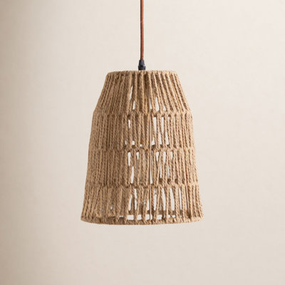 Single Light Rattan Plug-in Pendant