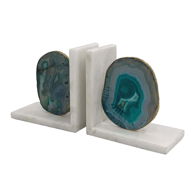 Serre-livres décoratifs en agate, Noir/vert