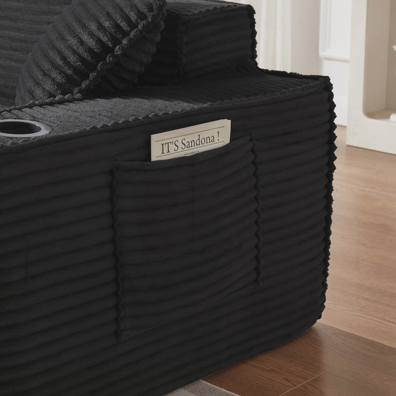 Canapé 2 places, aucun assemblage requis, Black Fabric