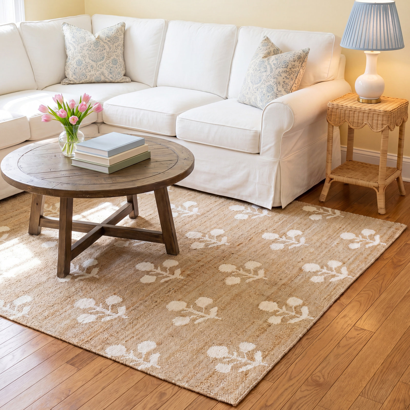 Orchard Natural Floral Jute Rug, Rectangle 8' x 10'