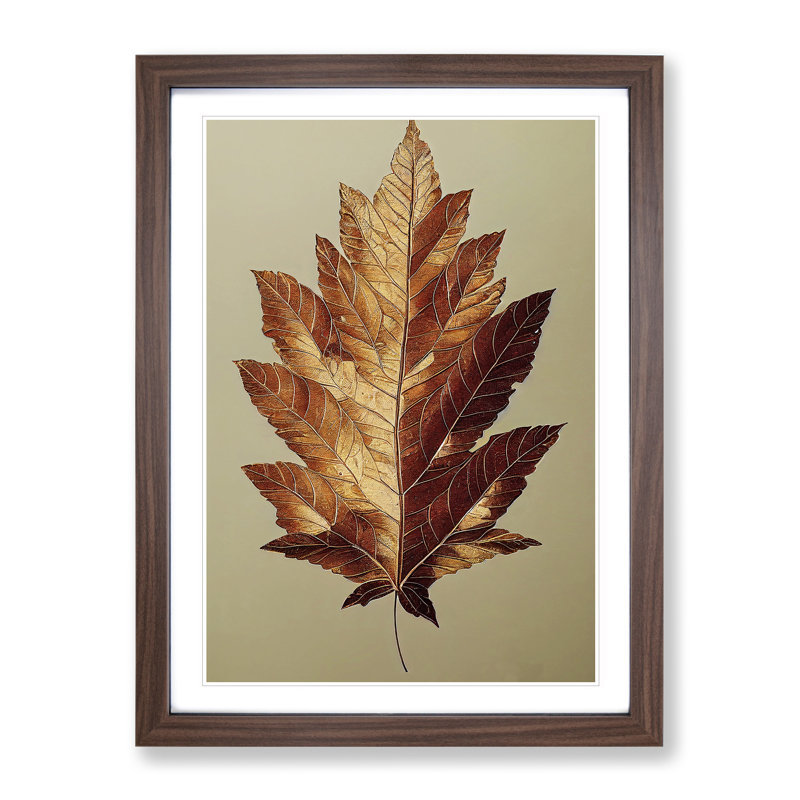 Autumn Leaf No.3 - Single Picture Frame Print, 46cm H x 34cm W x 2cm D, Walnut Framed