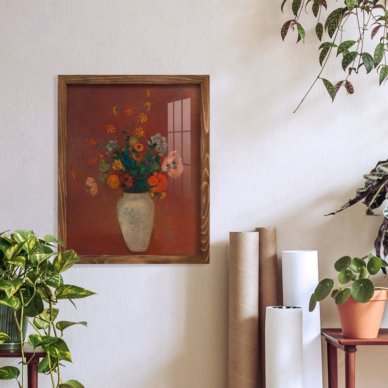 Bouquet dans un vase chinois, toile de qualité supérieure, prête à être accrochée, L 12 po x H 15 po x P 1 po