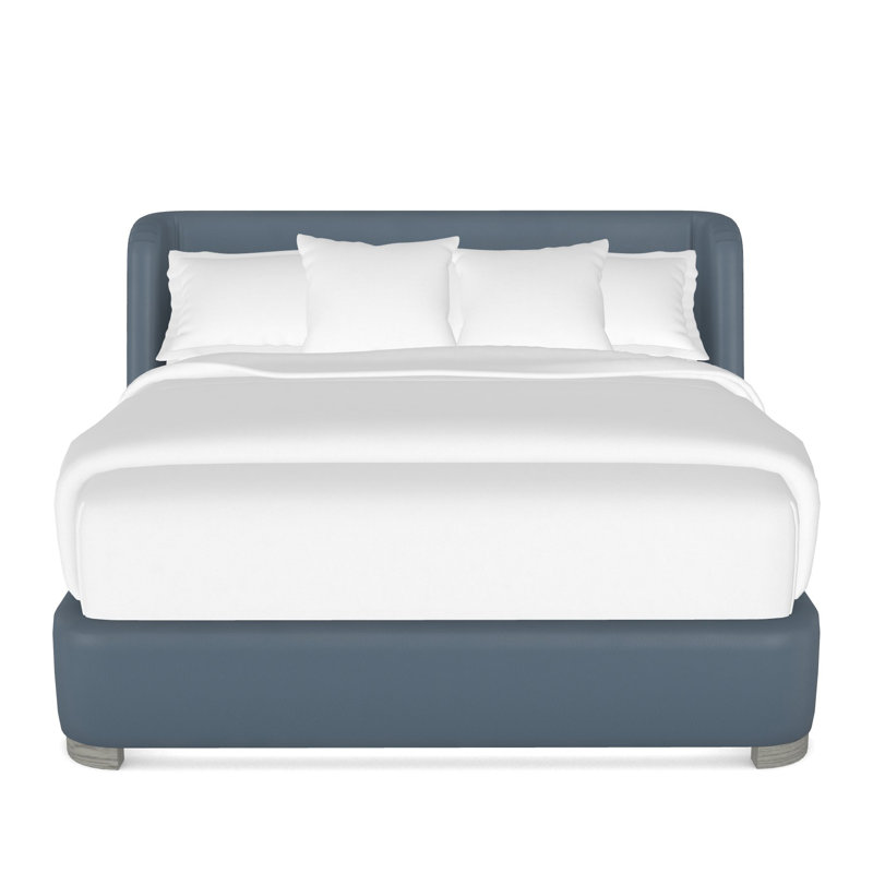Tansy Solid Wood Wingback Bed, King, Dove Gray, Navada Blue