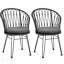 TAVON CHAIR, 2PCS avec 2 coussins, gris, durable et élégant Boho Chaises de salle à manger industrielles pour le patio et l'intérieur