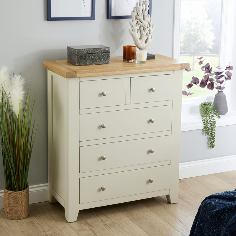 Cooksey 85cm W 5 - Drawer Chest of Drawers, White