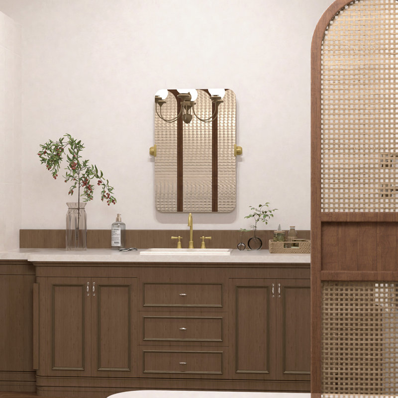 Tilt Wall Mount Bathroom Vanity Mirror, 30" x 20" , Gold