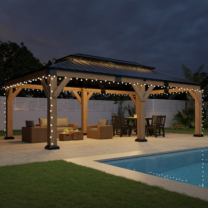 Classic  12 FTx 20 FT Solid Wood Storage Gazebo With Double Iron Roof, 12 Ft x 20 Ft