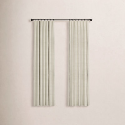 Vienne Linen Herringbone Stripe Curtain in White
