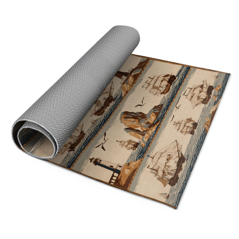 Tapis d'intérieur et d'extérieur brun français, Rectangle 5 pi x 7 pi