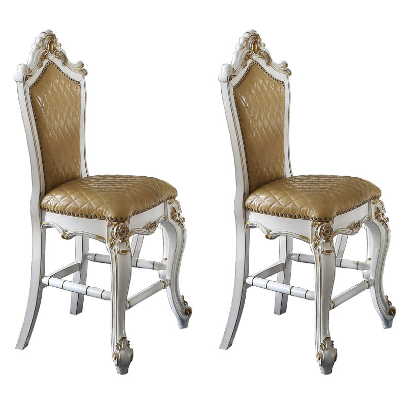 Ensemble de 2 chaises sans accoudoirs à hauteur de comptoir au fini caramel et perle antique | Idée de cadeau