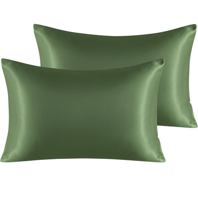 Taies d'oreiller en satin avec fermeture à enveloppe, housses de coussin pour la peau et les cheveux, paquet de 2