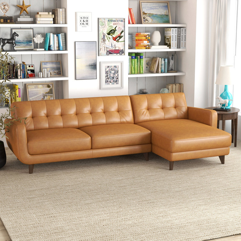 Canapé modulaire en cuir brun clair Allison
