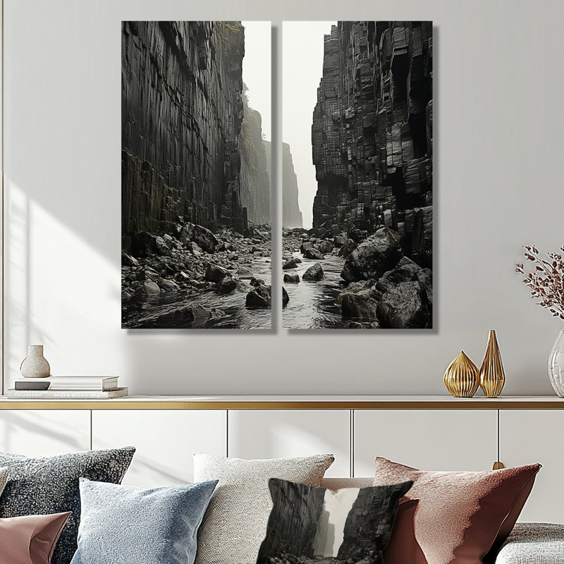 Gris moderne scandinave côtier II - impressions d'art traditionnelles sur toile, H 40 po x l 40 po, Toile tendue