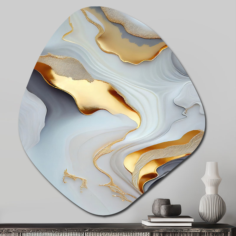 Frome - Abstract Marble Nebula Shape Asymmetric Metal Wall Art, 28" H x 25" W