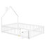 Tête de lit blanche en forme de maison de lit avec clôture - structure en bois de pin pour le confort et la fermeté de la chambre à coucher,