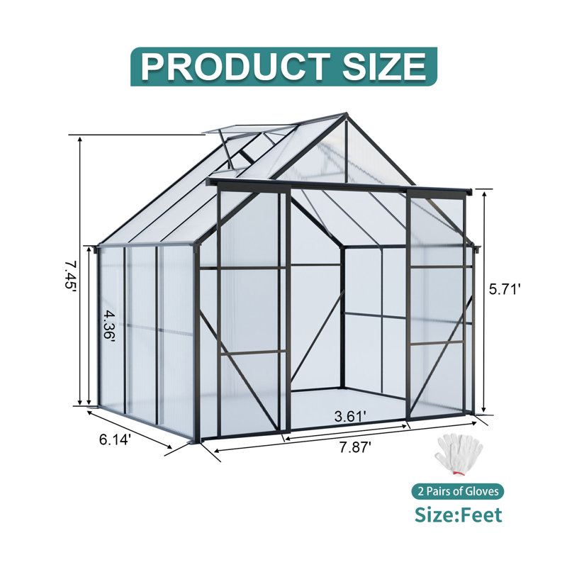 Base surélevée en polycarbonate à double porte 8X6FT-Black