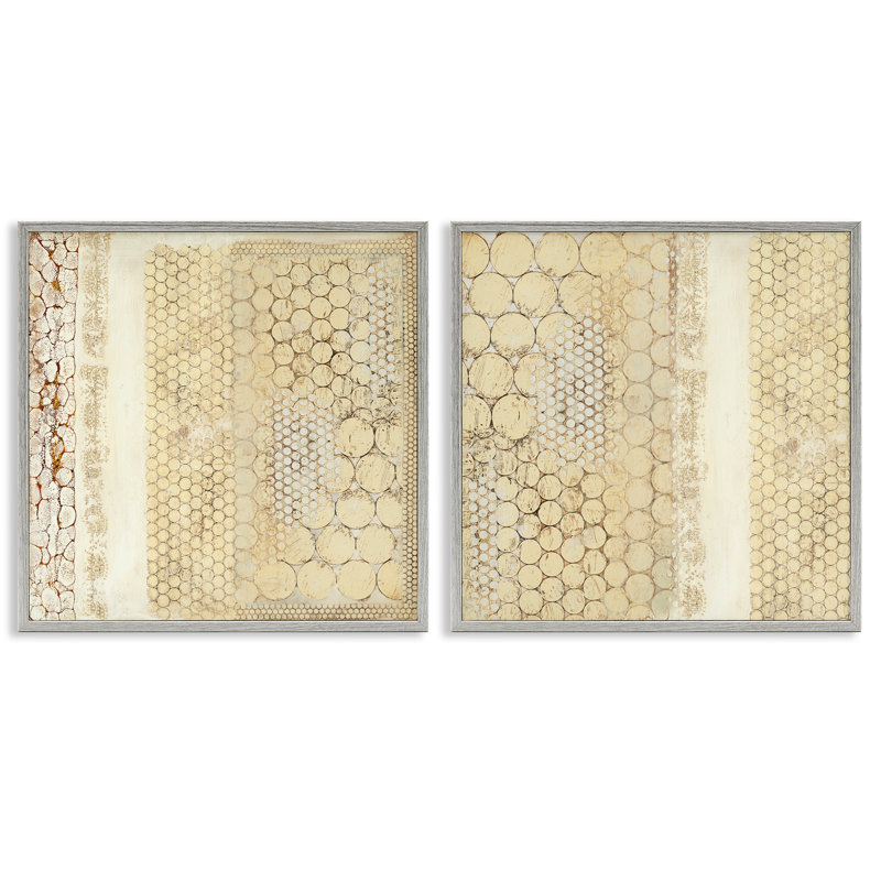 Ensemble de 2 estampes à motif de cercles jaunes délavés par Laura Van Horne, Estampe numérique Farmhouse, H 12 po x l 12 po