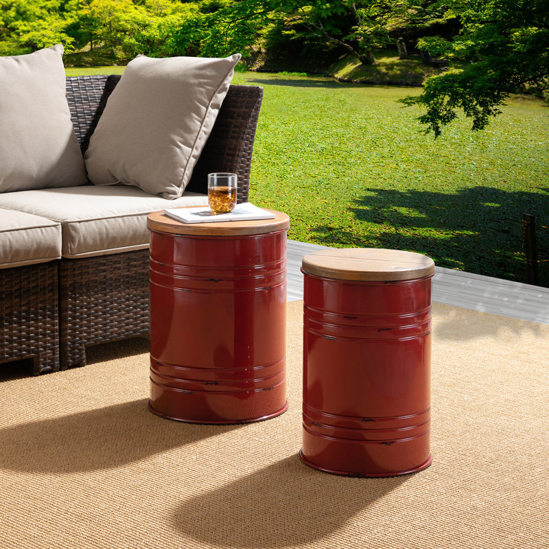 Pieper Iron Accent Stool, Red