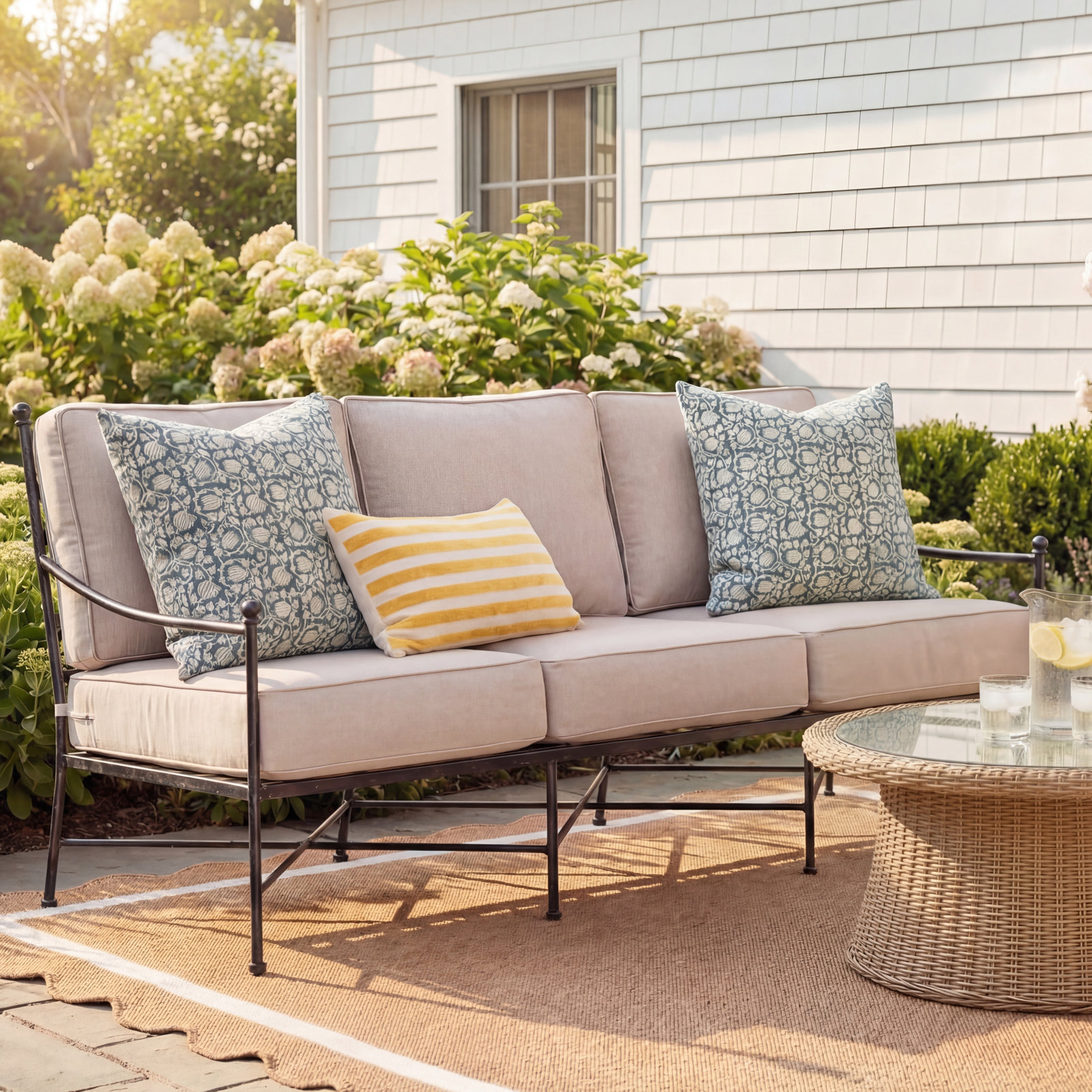 Lucier 76" Sunbrella® Patio Sofa, Canvas Flax Sunbrella® Canvas