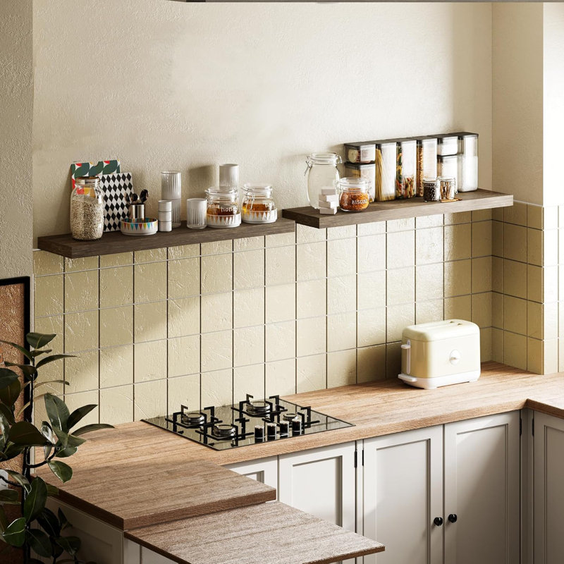 Floating Shelves Set Of 2, Premium Engineered Wood Wall Shelves With Heavy Duty Brackets For Bathroom, Living Room, Bedroom, 1.75 Inches,Length: 31.5 inches