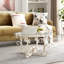 Élégante table basse en verre avec base en forme de feuille de fer, polyvalente pour diverses pièces et styles de décoration.