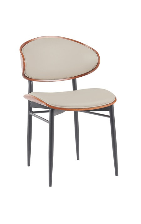 Chaise d'intérieur moderne en métal avec siège en vinyle crème