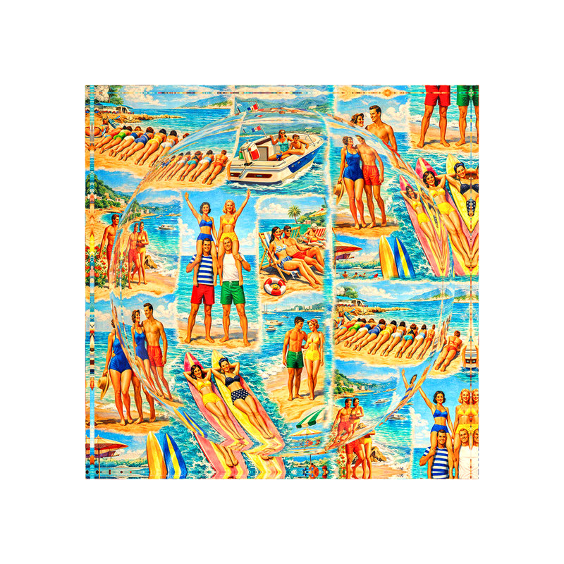 Beach Collage Acrylic Candy Catchall Dish, 6"W x 6"D x 2"H
