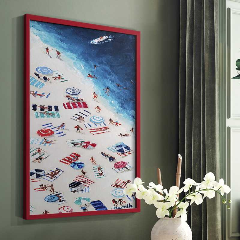 Break Out Beach, reproduction encadrée - bois massif, Cadre simple rouge, H 10 po x l 8 po