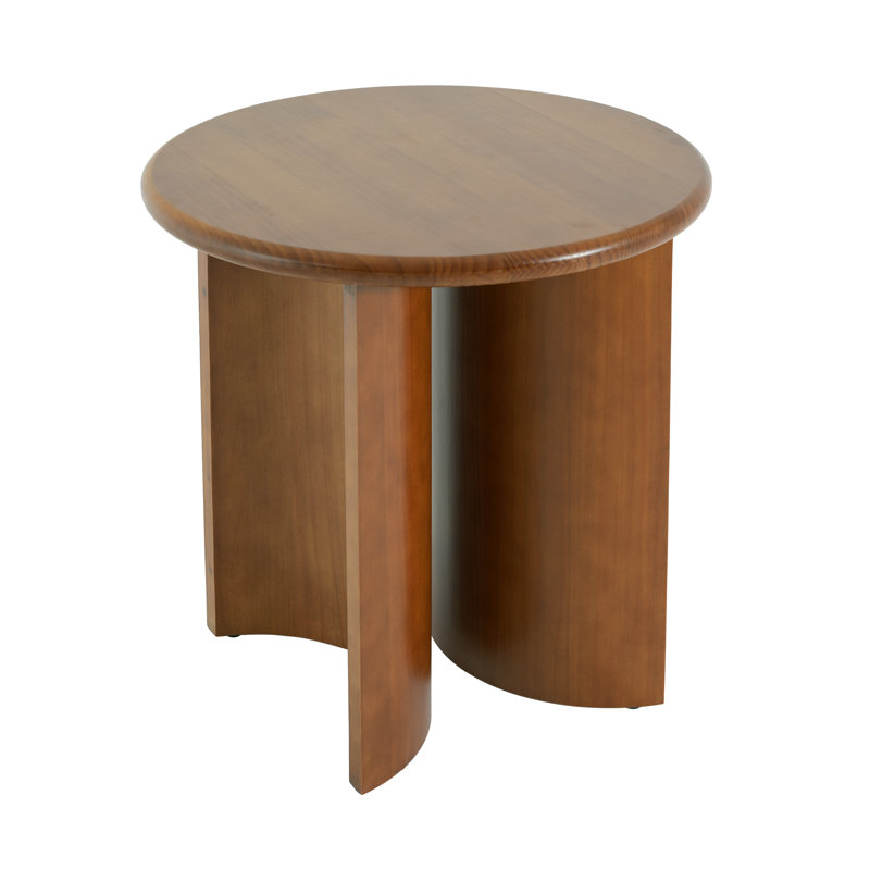 Table d'appoint ronde moderne en bois de pin avec pieds en éventail Solric