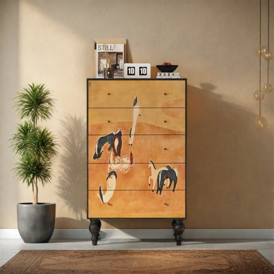 Armoire en bois de noyer avec cinq tiroirs