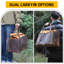 Porte-bûches pour foyer, sac à bûches en cuir de vache de qualité supérieure, sac à bois de chauffage robuste fabriqué à la main pour le camping et les barbecues en plein air (brun)