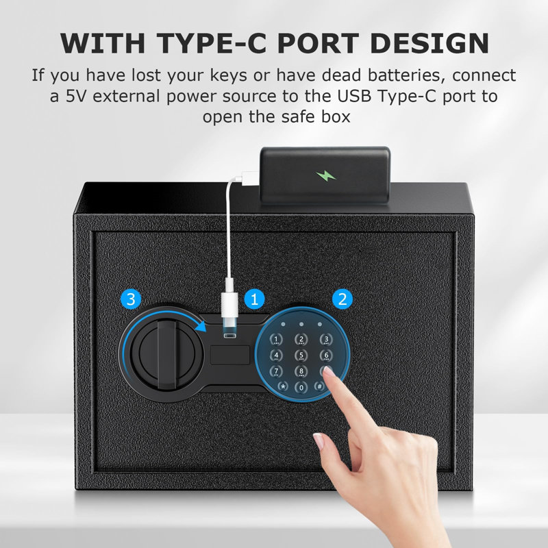 Safe, 0.6 Cubic Safe Box With Electronic Keypad, Removable Shelf, For Valuables Jewellery And Documents In Home, Hotel, Or Business
