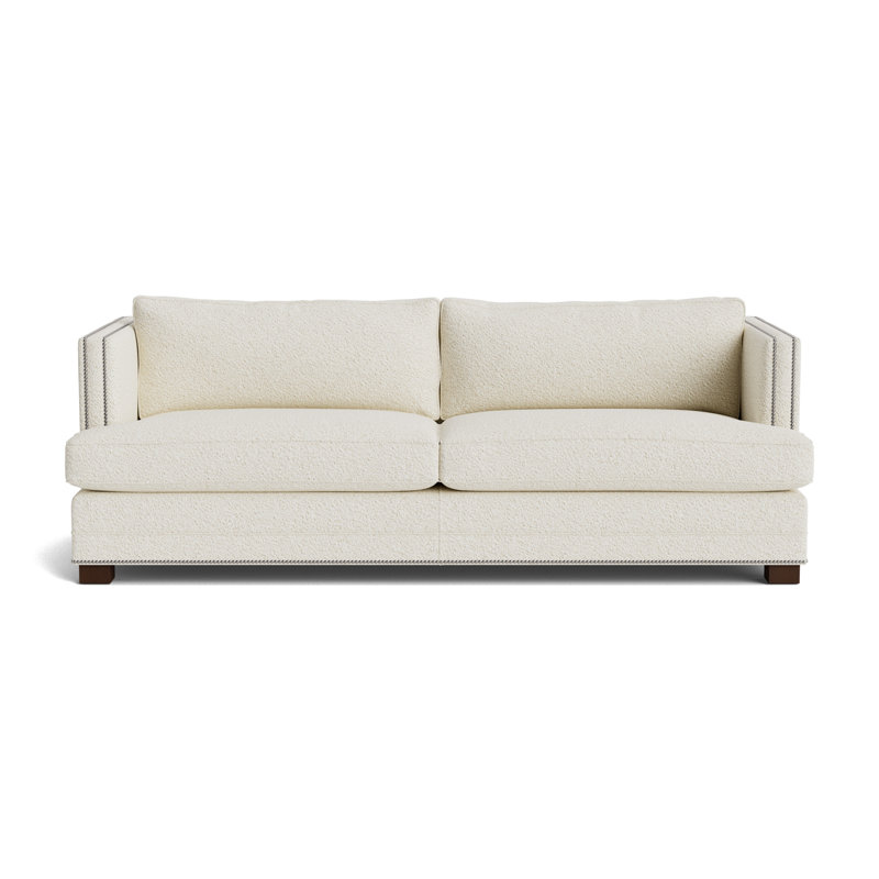 Keaton With Nails 84 Sofa, Brushed Nickel, Berber - Cream, Sienna