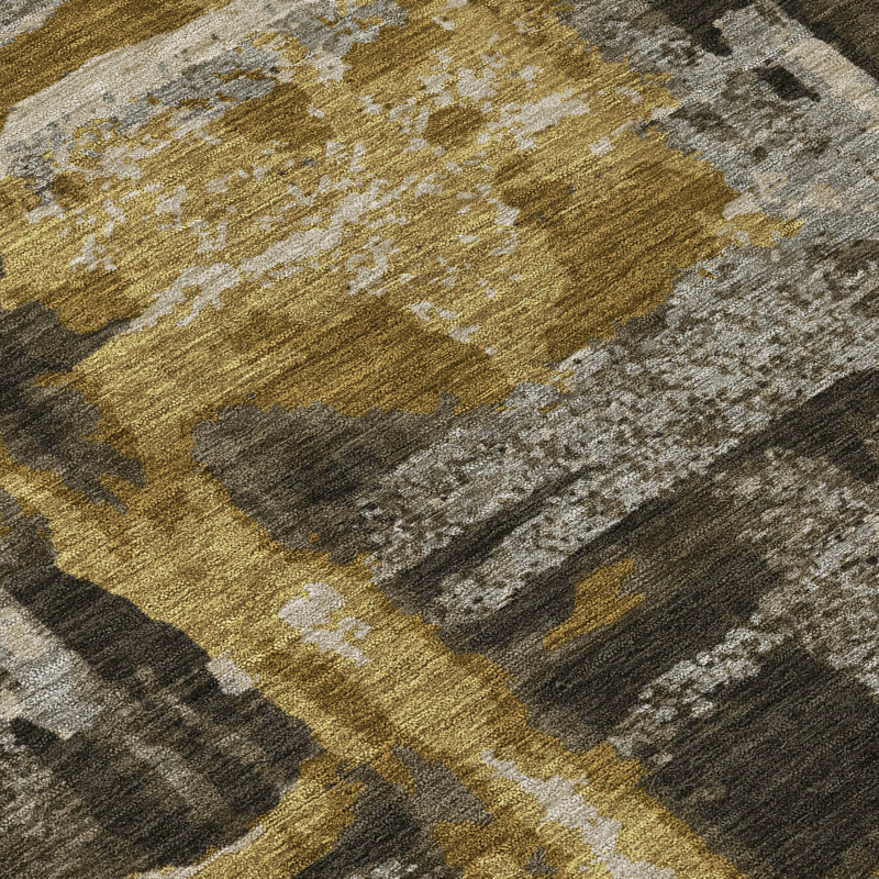 Machine Washable Indoor/Outdoor Xhevrie Coffee Rug, Rectangle 10' x 14'