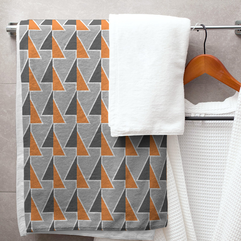Serviette de bain Jordao, Orange, gris, noir