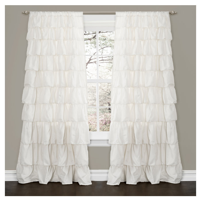 Bohemian Semi Sheer Curtain Single Panel, 52" W x 84" L, White