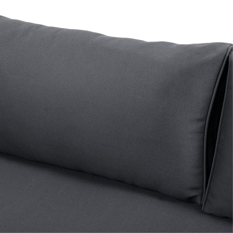 Lit de jour avec 3 sièges, coussin gris foncé, structure en bois, siège à panneaux à lattes, coussins d'eau, 68,9 W, assemblage requis, accoudoirs, structure, conception, 23,72 H,