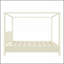 Grand lit plateforme à baldaquin en bois avec lattes de soutien, beige-129230872-129230870