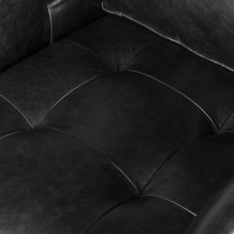 Kiera Swivel Chair, Sonoma Black Genuine Leather
