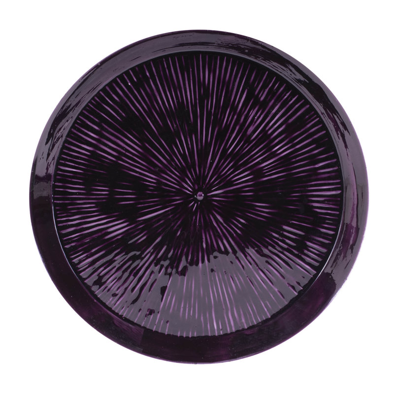 Plateau rond en métal gravé 13,5 po, Mauve