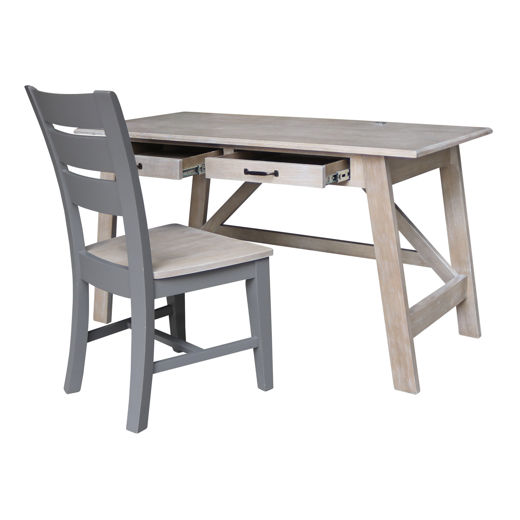 Gracie Oaks Hendel Solid Wood Desk and Chair Set Wayfair