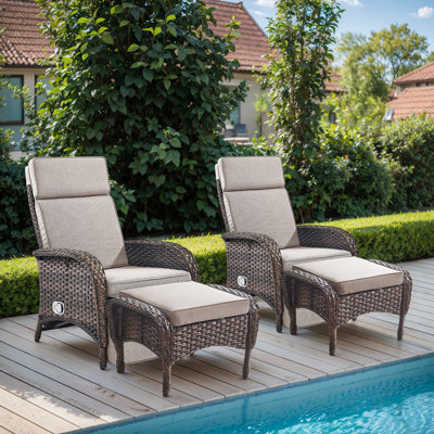 Chaise longue d'extérieur en rotin avec repose-pieds Gaetanino