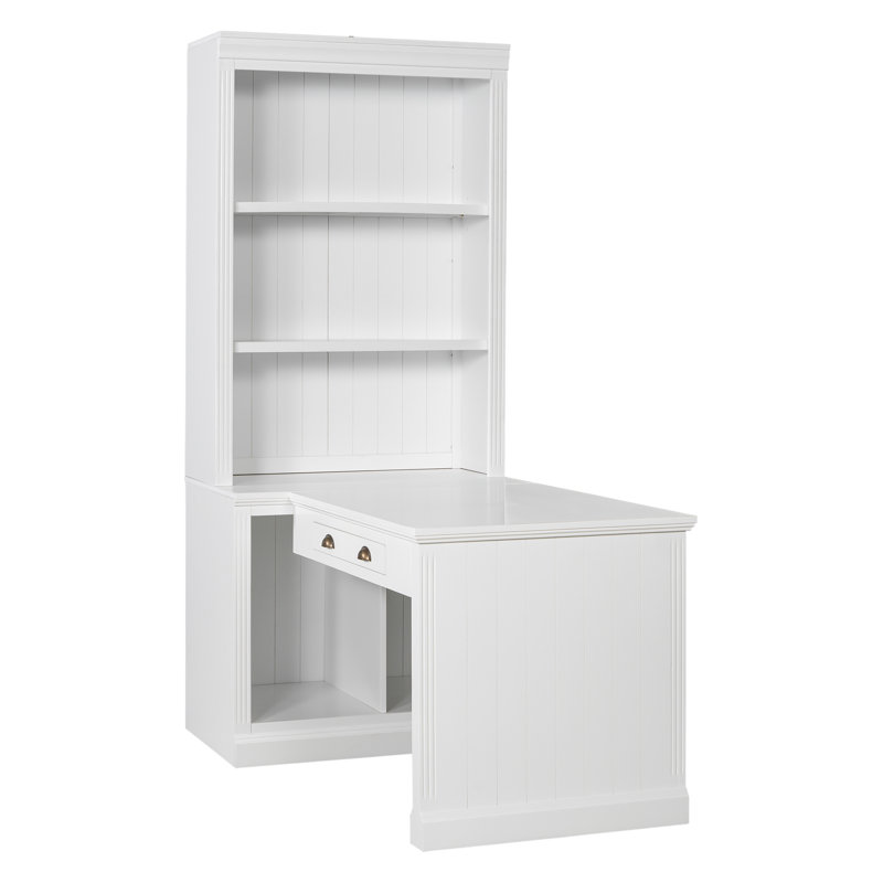 Bibliothèque haute avec bureau, bibliothèque moderne avec bureau d'étude, poste de travail avec tablette de rangement, bibliothèque de rangement avec tablettes ouvertes et éclairage à DEL pour le salon, le bureau personnel