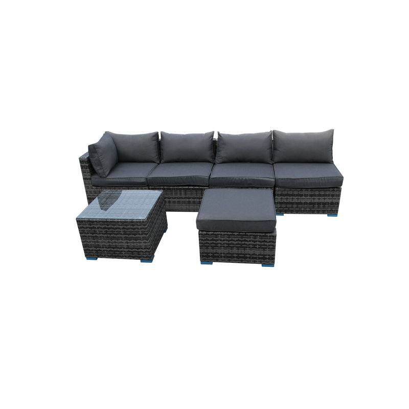 Gutta 5 Seater Rattan Sofa Set, Grey