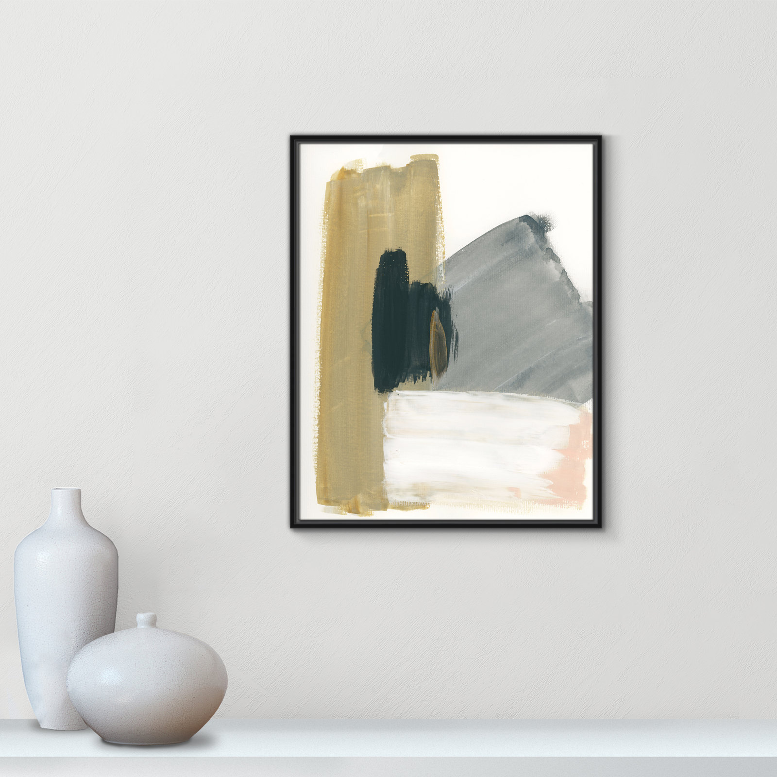 Herma "Marble Block Symmetry II" Print, 29.5" H x 23.5" W x 2" D, Black Framed