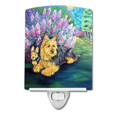 Australian Terrier and Puppy Ceramic Night Light