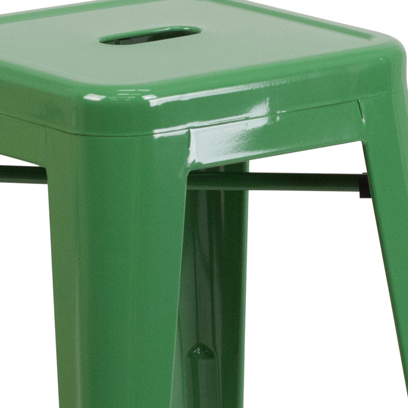 Tabouret Nieva, Vert lustré, Tabouret de comptoir (siège d’une hauteur de 24, 1