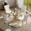 Ensemble de salle à manger à piédestal rond 5 pièces avec chaise capitonnée en velours pour salle à manger et salon-1234961160-1248467047-1248467099