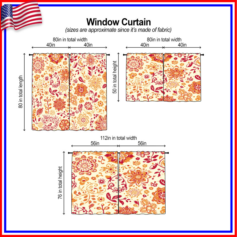 Rideaux de fenêtre à motif floral complexes et obscurcissant - 2 panneaux, 56 po x 76 po - 2 panneaux