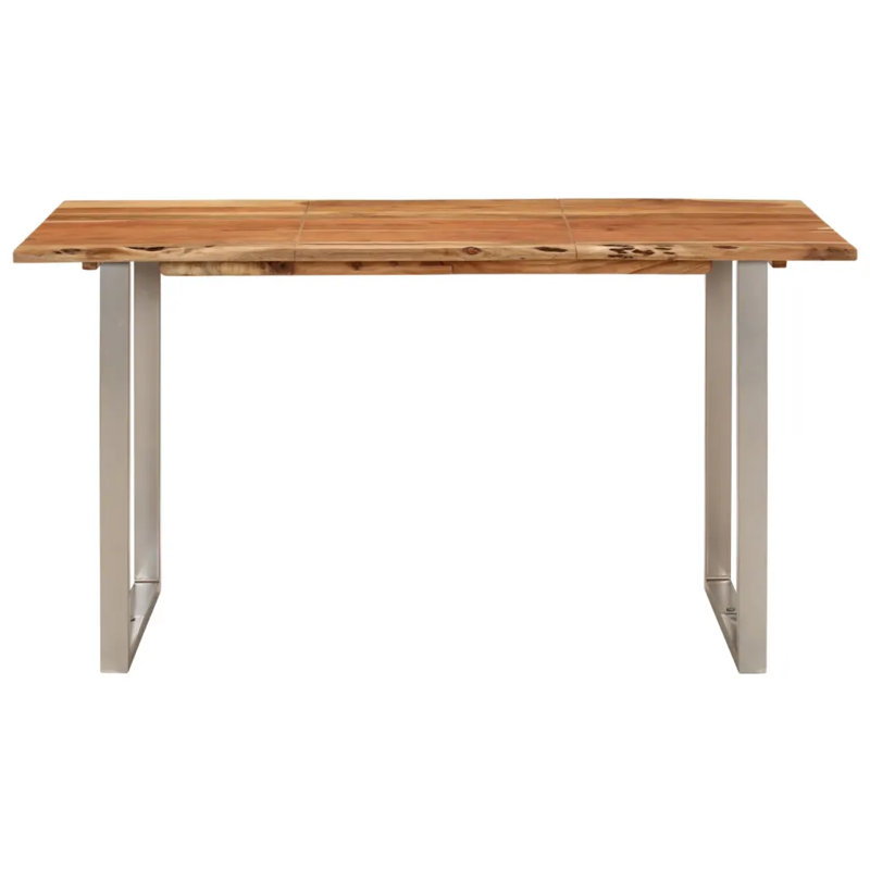 Depasquale Acacia Solid Wood Top Metal Base Dining Table, H76 x L140 x W70cm